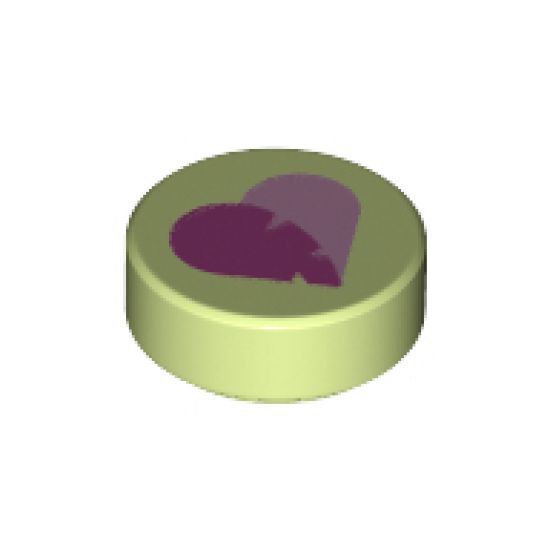 Tile, Round 1 x 1 with Dark Pink and Bright Pink Heart Pattern