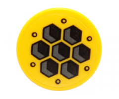 Tile, Round 2 x 2 with Bottom Stud Holder with Hexagon Tiles Pattern (Sticker) - Set 70225