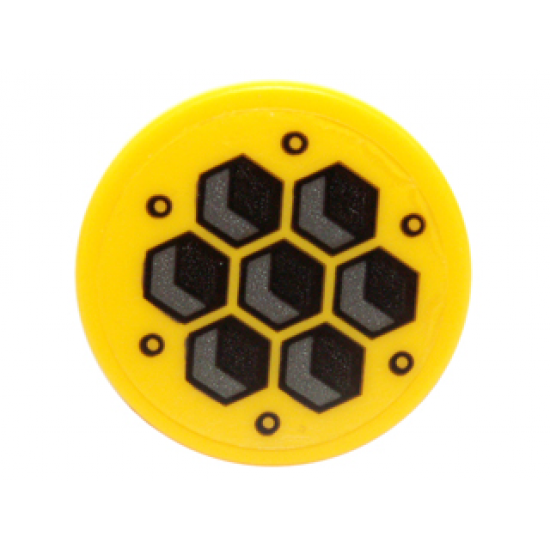 Tile, Round 2 x 2 with Bottom Stud Holder with Hexagon Tiles Pattern (Sticker) - Set 70225
