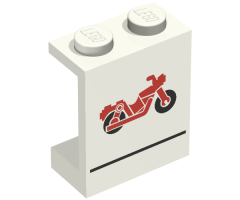 Panel 1 x 2 x 2 - Solid Studs with Red Motorcycle and Black Line Pattern