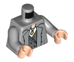 Torso Trench Coat with Buttons over Dark Bluish Gray Vest, White Shirt and Gold Medallion Pattern / Light Bluish Gray Arms / Light Nougat Hands