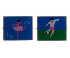 Glass for Window 1 x 4 x 3 with Ballerina one side / Soccer Player other side Pattern (Stickers) - Set 5890