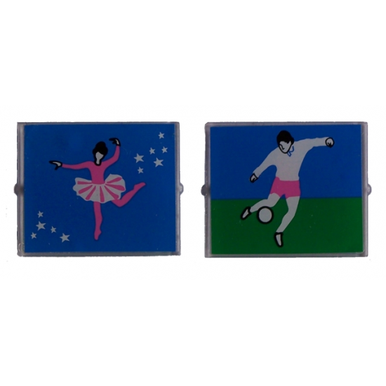 Glass for Window 1 x 4 x 3 with Ballerina one side / Soccer Player other side Pattern (Stickers) - Set 5890