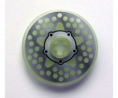 Technic, Disk 3 x 3 with Disk Brake Silver Hub 5-Bolt Star with Holes-at-Random Pattern (Sticker) - Set 8645