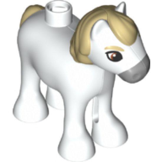 Duplo, Animal Horse Baby Foal Pony with Tan Eyebrows, Mane and Tail Pattern (Maximus)