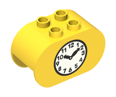 Duplo, Brick 2 x 4 x 2 Rounded Ends with Clock Pattern