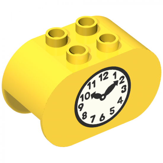 Duplo, Brick 2 x 4 x 2 Rounded Ends with Clock Pattern