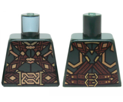 Torso LotR Armor with Dark Brown and Gold Woven Straps and Belt and Large Gold Buckle Pattern
