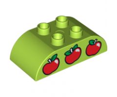 Duplo, Brick 2 x 4 Curved Top with Red Apples Pattern
