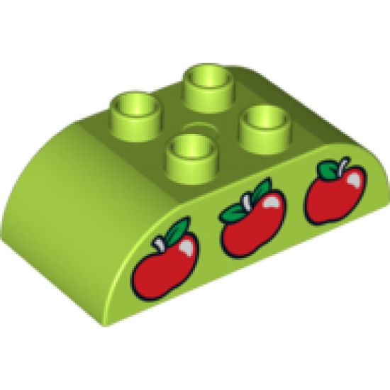 Duplo, Brick 2 x 4 Curved Top with Red Apples Pattern