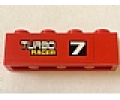 Brick 1 x 4 with '7 TURBO RACER' Pattern Model Right (Sticker) - Set 7801