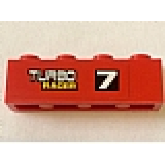 Brick 1 x 4 with '7 TURBO RACER' Pattern Model Right (Sticker) - Set 7801