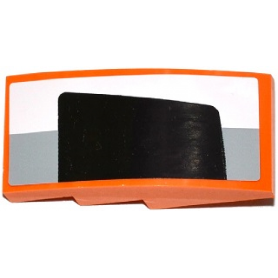 Slope, Curved 4 x 2 with White and Light Bluish Gray Stripes and Half Black Rear Window Pattern Model Right Side (Sticker) - Set 75912