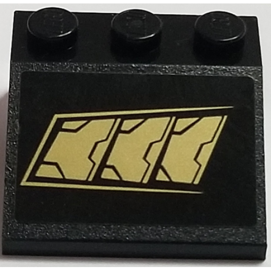 Slope 33 3 x 3 with 3 Gold Metal Plates Pattern Model Left Side (Sticker) - Set 76056
