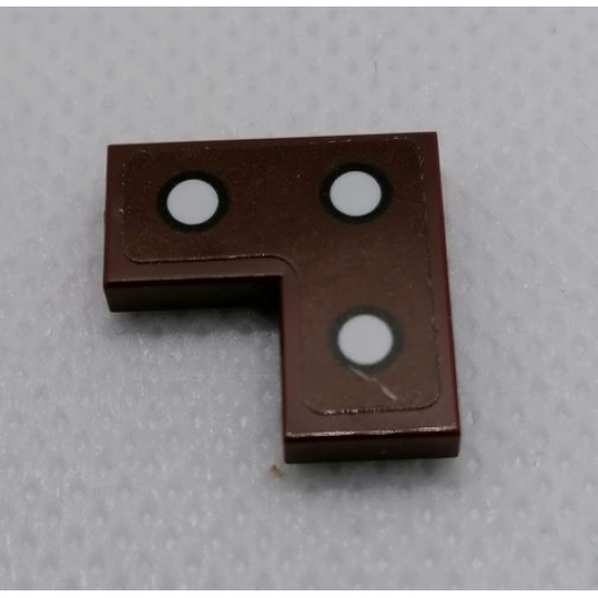 Tile 2 x 2 Corner with Black Outlined 3 White Dots Pattern (Sticker) - Set 75977
