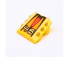 Brick, Modified 2 x 2 No Studs, Sloped with 6 Side Pistons Raised and '46', Orange Pistons and Triangles Pattern
