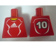 Torso Soccer Adidas Logo, Red and White No.10 Pattern (Stickers)