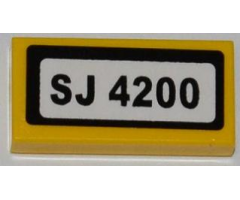 Tile 1 x 2 with 'SJ 4200' Pattern (Sticker) - Set 4200