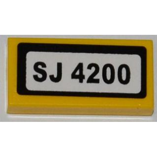 Tile 1 x 2 with 'SJ 4200' Pattern (Sticker) - Set 4200