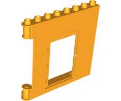 Duplo, Building Wall 1 x 8 x 6 Hinge on Left with Door Opening and Mail Horn and Message Board Pattern