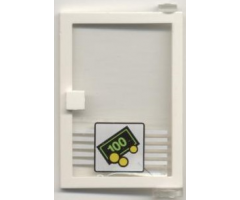 Door 1 x 4 x 5 Right with Trans-Clear Glass and Bill & Coins Pattern (Sticker) - Set 1490