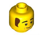 Minifigure, Head Black Thick Eyebrows, Reddish Brown Sideburns, Cheek Lines, Chin Dimple, Lopsided Grin Pattern - Hollow Stud