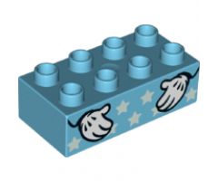 Duplo, Brick 2 x 4 with Stars and Mickey Mouse Hands Pattern