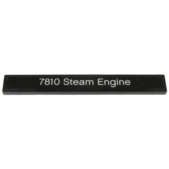 Tile 1 x 8 with Silver '7810 Steam Engine' on Black Background Pattern (Sticker) - Set 40370