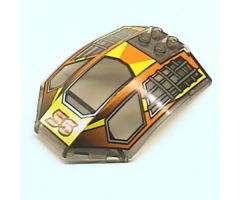 Windscreen 8 x 6 x 2 Curved with 56 and Yellow / Orange / DkGray Racing Pattern