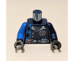Torso Alpha Team Logo, Utility Belt w/ Gauge, Divided Blue Stripe Pattern (Set 4790) / Dark Blue Arm Left / Blue Arm Right / Black Hands