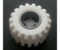 Wheel & Tire Assembly 11mm D. x 12mm, Hole Notched for Wheels Holder Pin with White Tire Offset Tread Small Wide (6014b / 6015)