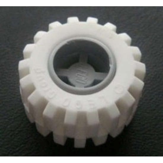 Wheel & Tire Assembly 11mm D. x 12mm, Hole Notched for Wheels Holder Pin with White Tire Offset Tread Small Wide (6014b / 6015)