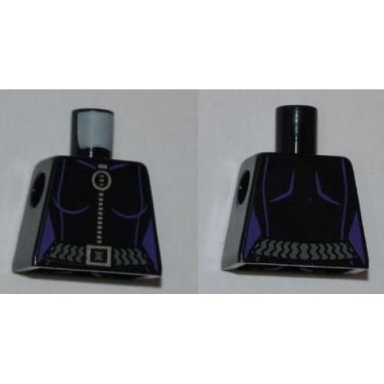 Torso Batman Purple Female Outline, Ring Zipper Pull, Gray Belt Pattern