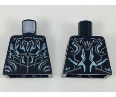 Torso Armor with Dark Bluish Gray Fang Necklace and Panel Lines, Metallic Blue Highlights Pattern