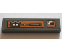 Tile 1 x 4 with Gray and Orange Control Panel Pattern Model Left Side (Sticker) - Set 75144
