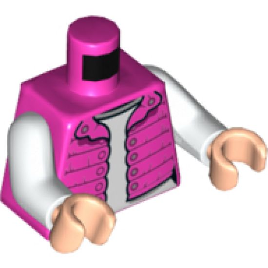 Torso Female Jacket with Silver Buttons and White Shirt Pattern / White Arms / Light Nougat Hands