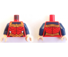 Torso Female Outline and Gold Trim and Belt and Dark Blue Collar Pattern (Wonder Woman) / Dark Blue Arms / Light Nougat Hands