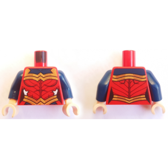 Torso Female Outline and Gold Trim and Belt and Dark Blue Collar Pattern (Wonder Woman) / Dark Blue Arms / Light Nougat Hands