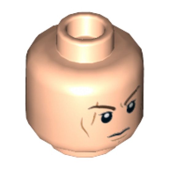 Minifigure, Head Dual Sided Dark Brown Eyebrows, Cheek Lines and Scar, Determined / Angry with Yellow Eyes Pattern (SW Anakin Sith) - Hollow Stud