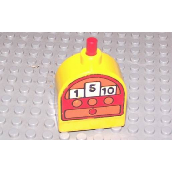 Duplo Brick with Working Ringer Button on Curved Top, Cash Register Pattern