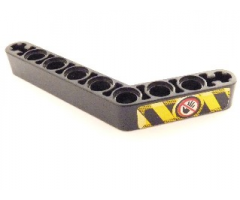 Technic, Liftarm 1 x 9 Bent (6 - 4) Thick with Yellow and Black Danger Stripes, Black Hand with Red Line Pattern Model Right (Sticker) - Set 8446