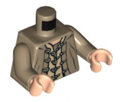 Torso Indiana Jones Jacket and Shirt with Buttons and Loops Pattern / Dark Tan Arms / Light Nougat Hands