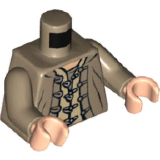 Torso Indiana Jones Jacket and Shirt with Buttons and Loops Pattern / Dark Tan Arms / Light Nougat Hands