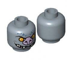 Minifigure, Head Alien Chima Bat with Bright Light Orange Eyes, Lavender Nose and White Fangs Pattern (Blista) - Hollow Stud