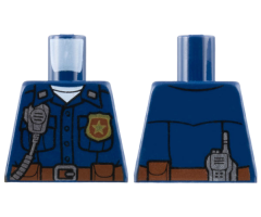 Torso Police Shirt with Gold Badge, Radio and Brown Belt Pattern