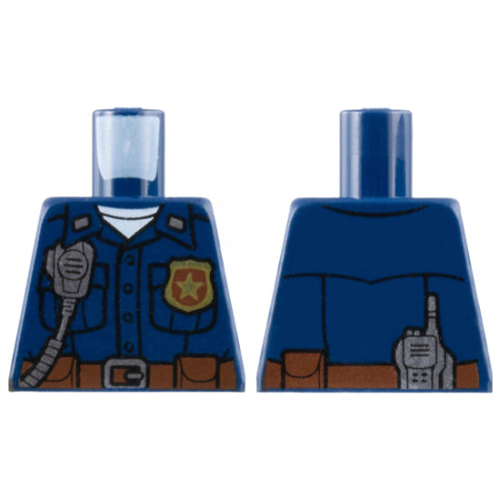 Torso Police Shirt with Gold Badge, Radio and Brown Belt Pattern