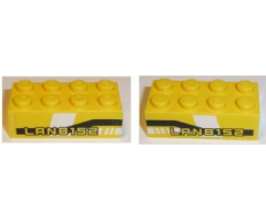 Brick 2 x 4 with 'LAN8152' on Black and White Pattern on Both Sides (Stickers) - Set 8152