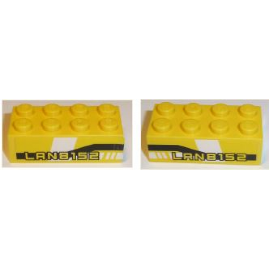 Brick 2 x 4 with 'LAN8152' on Black and White Pattern on Both Sides (Stickers) - Set 8152