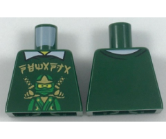 Torso Shirt with Green Ninja and Gold Ninjago Logogram 'NEMANJA' over White Shirt with Collar Pattern