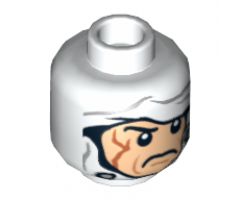 Minifigure, Head Male White Bandage with Buttons Pattern (SW Dengar) - Hollow Stud